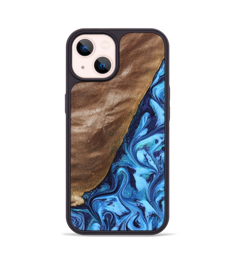 iPhone 14 Wood Phone Case - German (Blue, 830127)