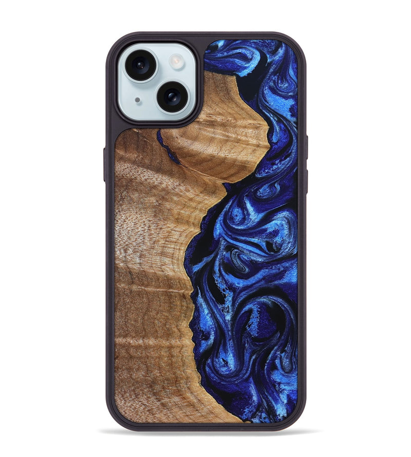 iPhone 15 Plus Wood Phone Case - Susan (Blue, 830135)