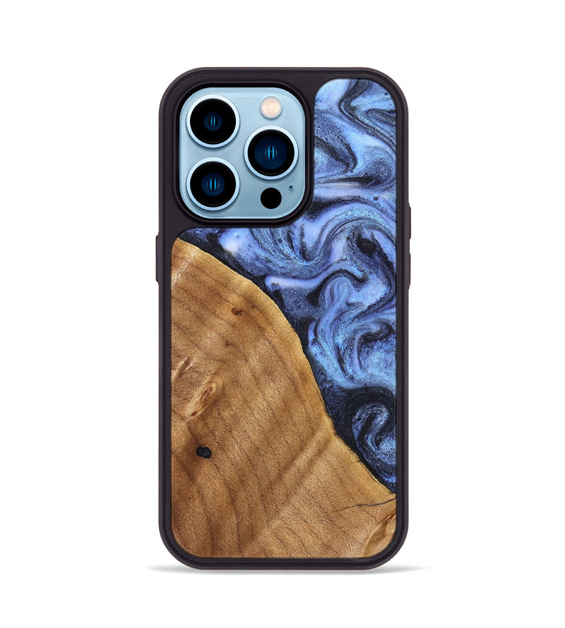iPhone 14 Pro Wood Phone Case - Christy (Blue, 830169)