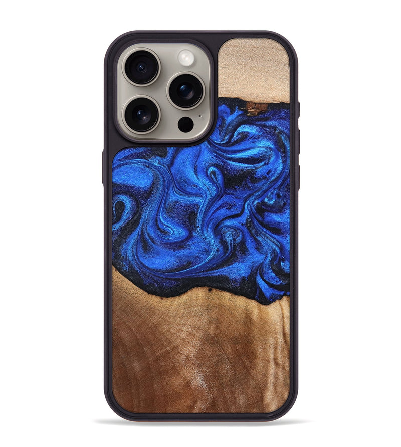 iPhone 15 Pro Max Wood Phone Case - Paislee (Blue, 830170)