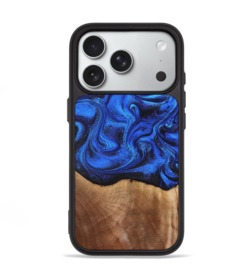 iPhone 18 Pro Wood Phone Case - Paislee (Blue, 830170)