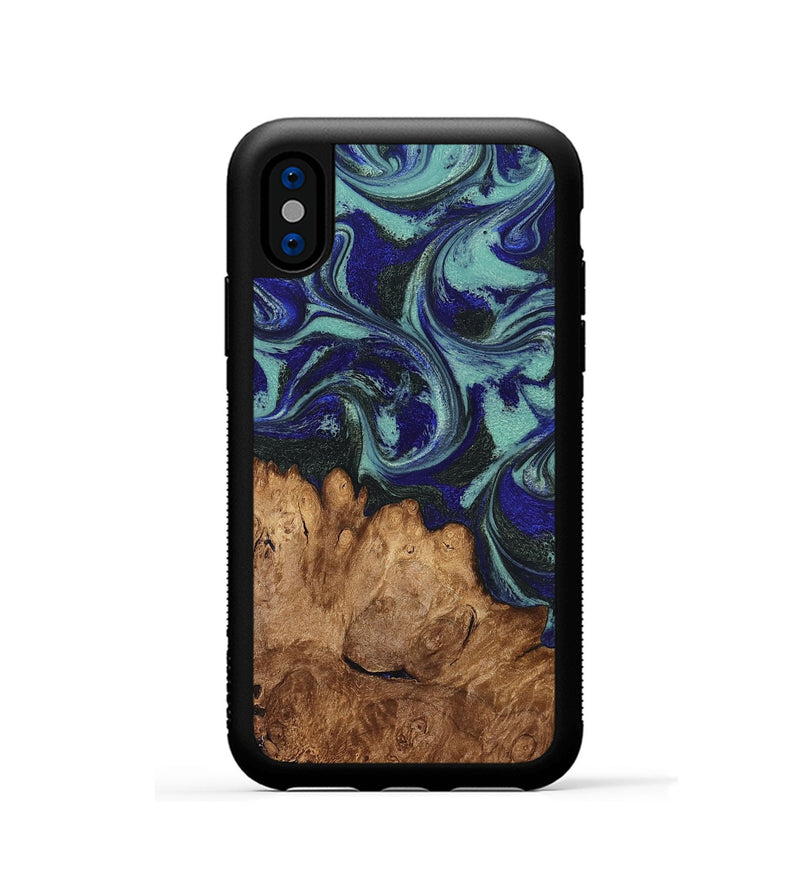 iPhone Xs Wood Phone Case - Leander (Green, 830184)