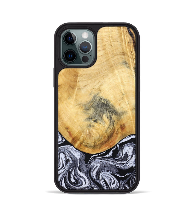 iPhone 12 Pro Wood Phone Case - Brandi (Black & White, 830208)