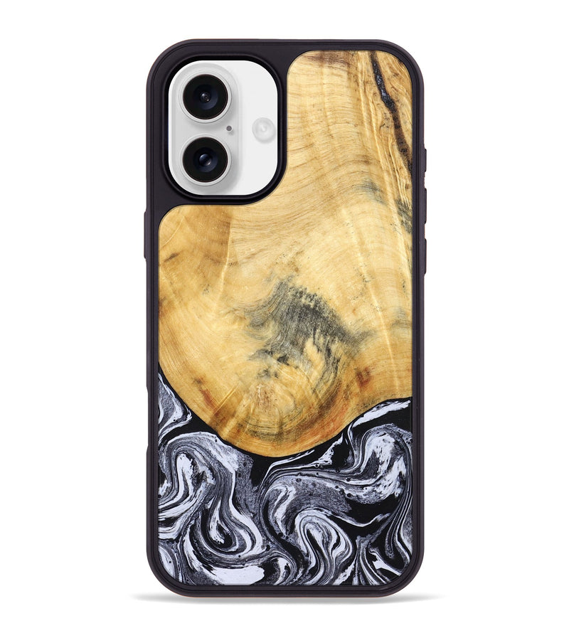 iPhone 16 Plus Wood Phone Case - Brandi (Black & White, 830208)