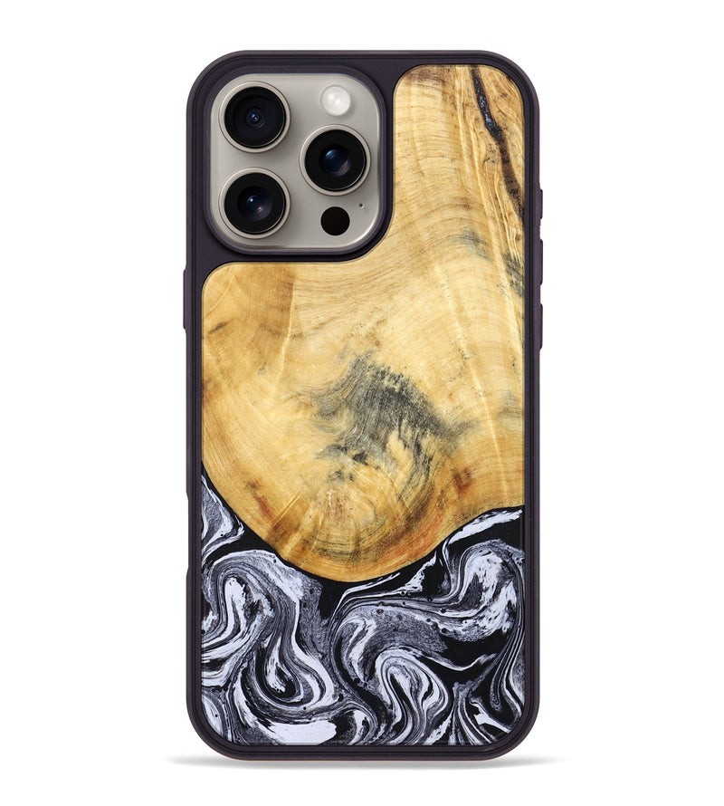iPhone 16 Pro Max Wood Phone Case - Brandi (Black & White, 830208)