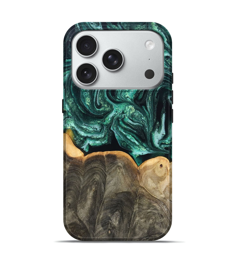 iPhone 18 Pro Wood Live Edge Phone Case - Misael (Green, 830231)