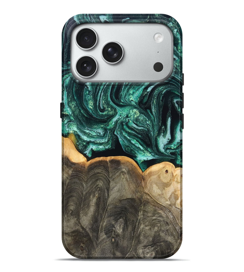 iPhone 18 Pro Max Wood Live Edge Phone Case - Misael (Green, 830231)