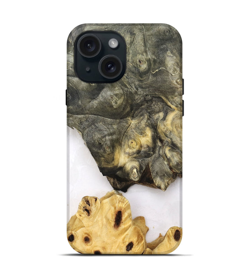 iPhone 15 Wood Live Edge Phone Case - Clover (Clear, 830240)