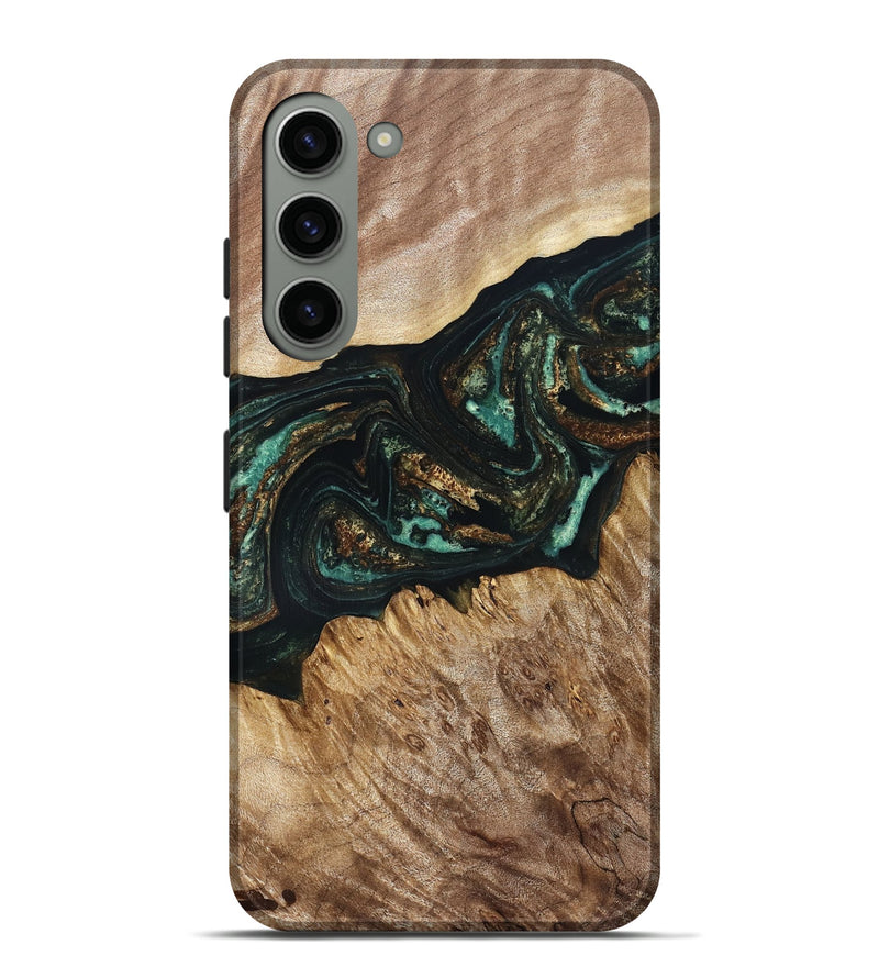 Galaxy S23 Plus Wood Live Edge Phone Case - Deena (Teal & Gold, 830241)