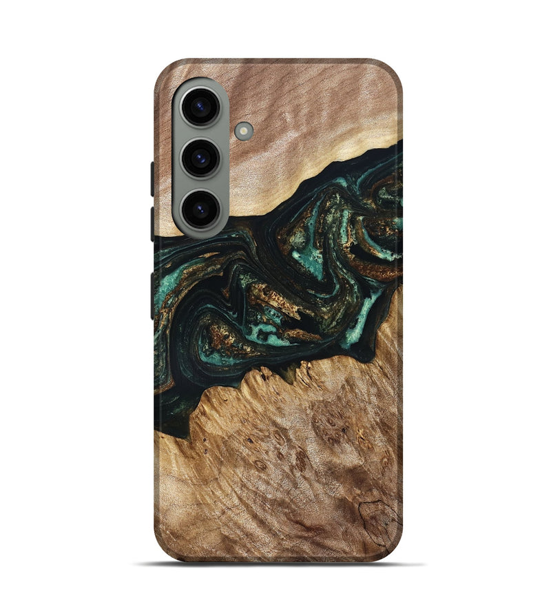 Galaxy S24 Wood Live Edge Phone Case - Deena (Teal & Gold, 830241)