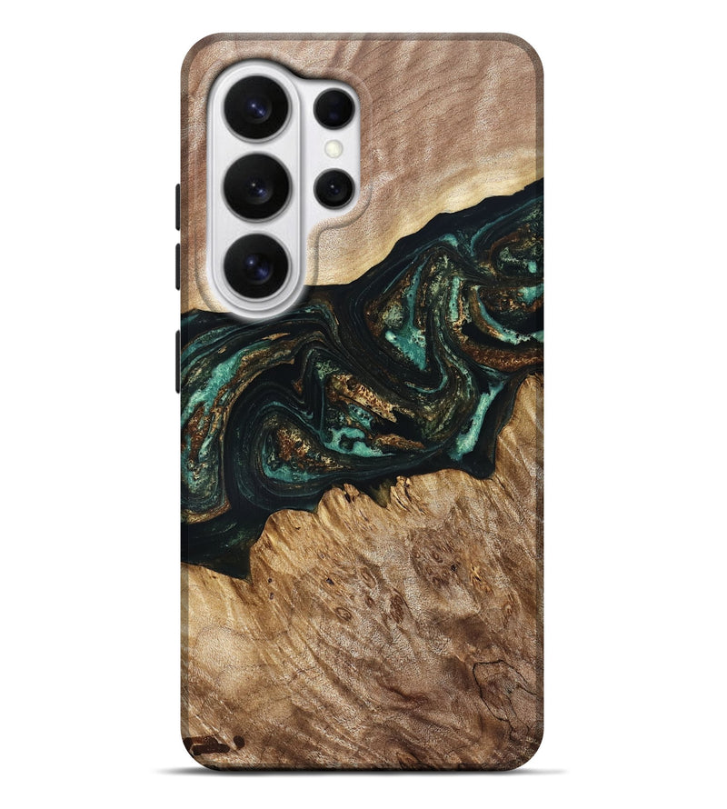 Galaxy S26 Ultra Wood Live Edge Phone Case - Deena (Teal & Gold, 830241)