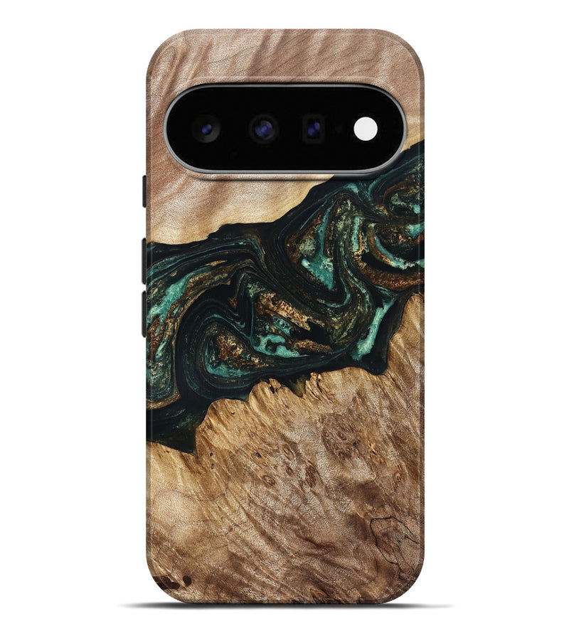 Pixel 11 Pro XL Wood Live Edge Phone Case - Deena (Teal & Gold, 830241)