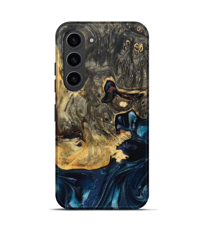 Galaxy S23 Wood Live Edge Phone Case - Khloe (Teal & Gold, 830243)