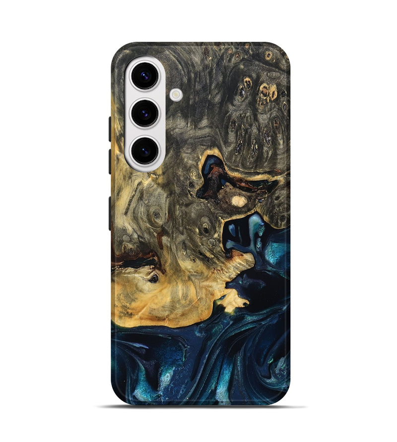 Galaxy S25 Wood Live Edge Phone Case - Khloe (Teal & Gold, 830243)