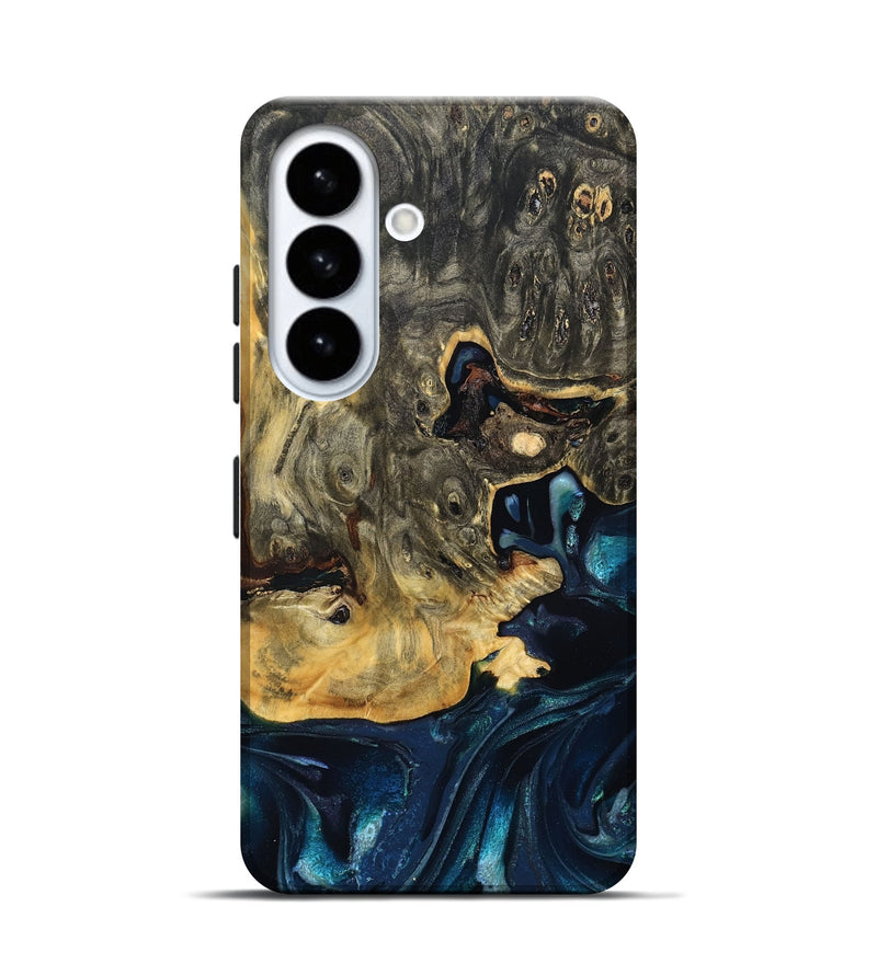Galaxy S26 Wood Live Edge Phone Case - Khloe (Teal & Gold, 830243)