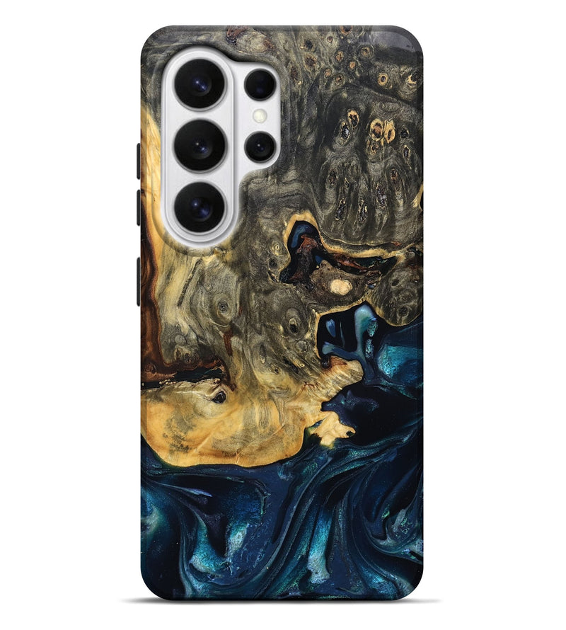 Galaxy S26 Ultra Wood Live Edge Phone Case - Khloe (Teal & Gold, 830243)
