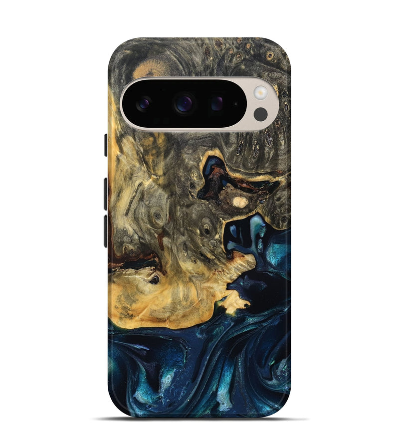 Pixel 10 Wood Live Edge Phone Case - Khloe (Teal & Gold, 830243)