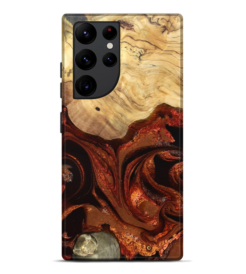 Galaxy S22 Ultra Wood Live Edge Phone Case - Jay (Red, 830249)