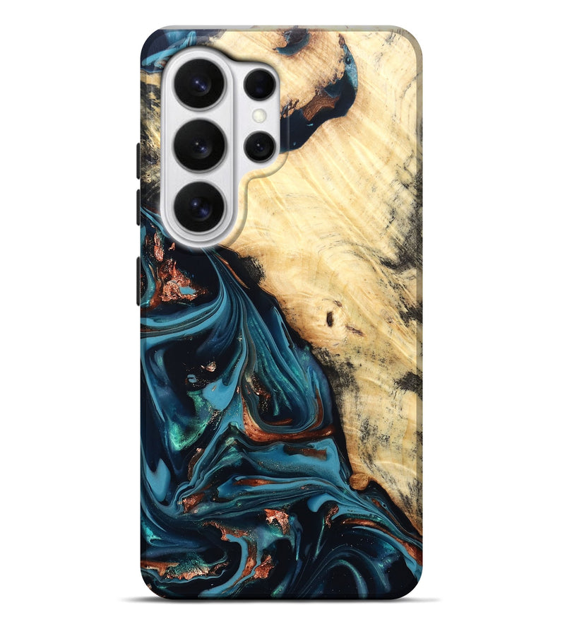 Galaxy S26 Ultra Wood Live Edge Phone Case - Koda (Teal & Gold, 830276)