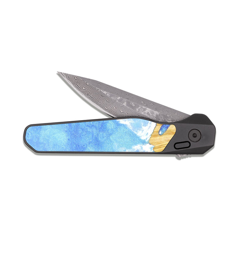 EDC Dark Damascus Wood Pocket Knife - Irving (Coastal, 830436)