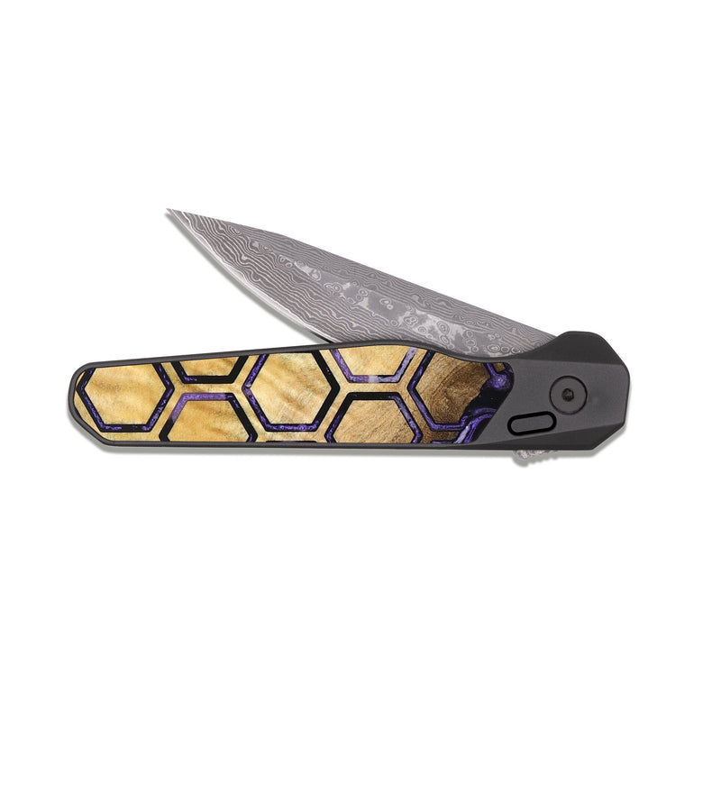 EDC Dark Damascus Wood Pocket Knife - Gwen (Pattern, 830460)
