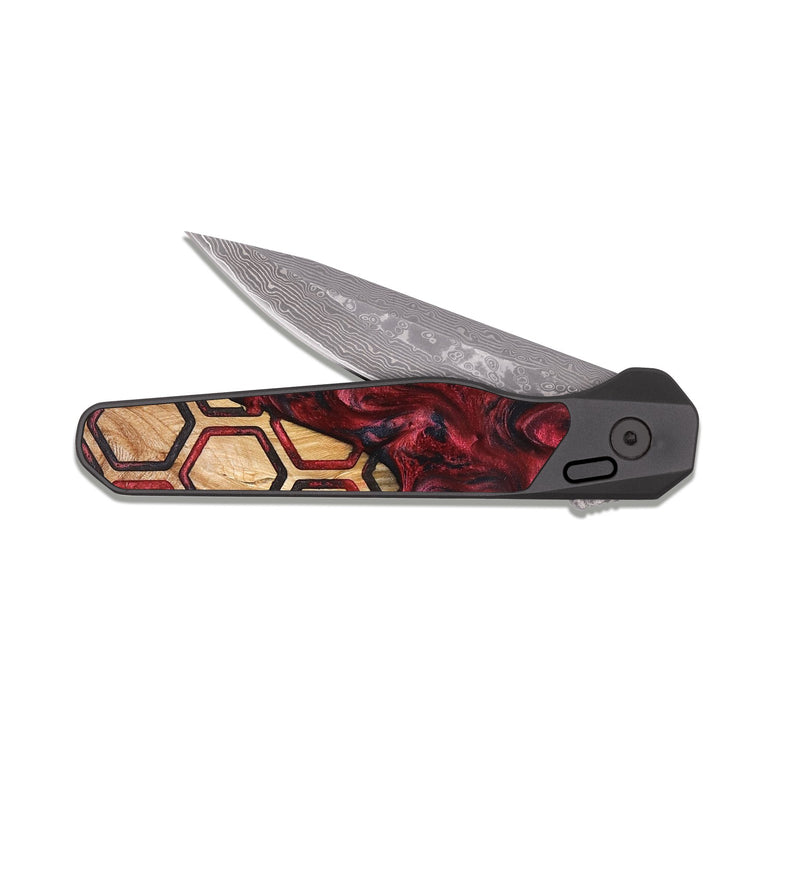 EDC Dark Damascus Wood Pocket Knife - Shanda (Pattern, 830461)