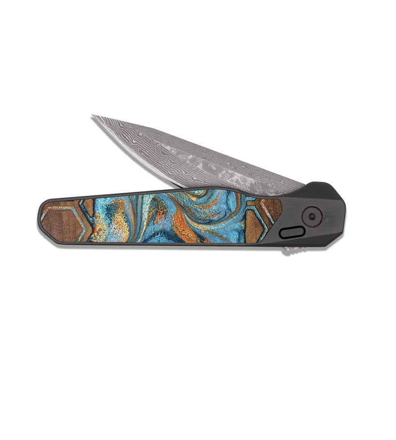EDC Dark Damascus Wood Pocket Knife - Angel (Pattern, 830469)