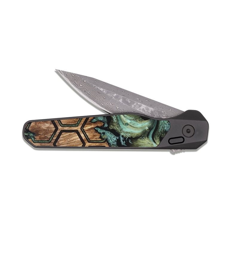 EDC Dark Damascus Wood Pocket Knife - Bennie (Pattern, 830476)