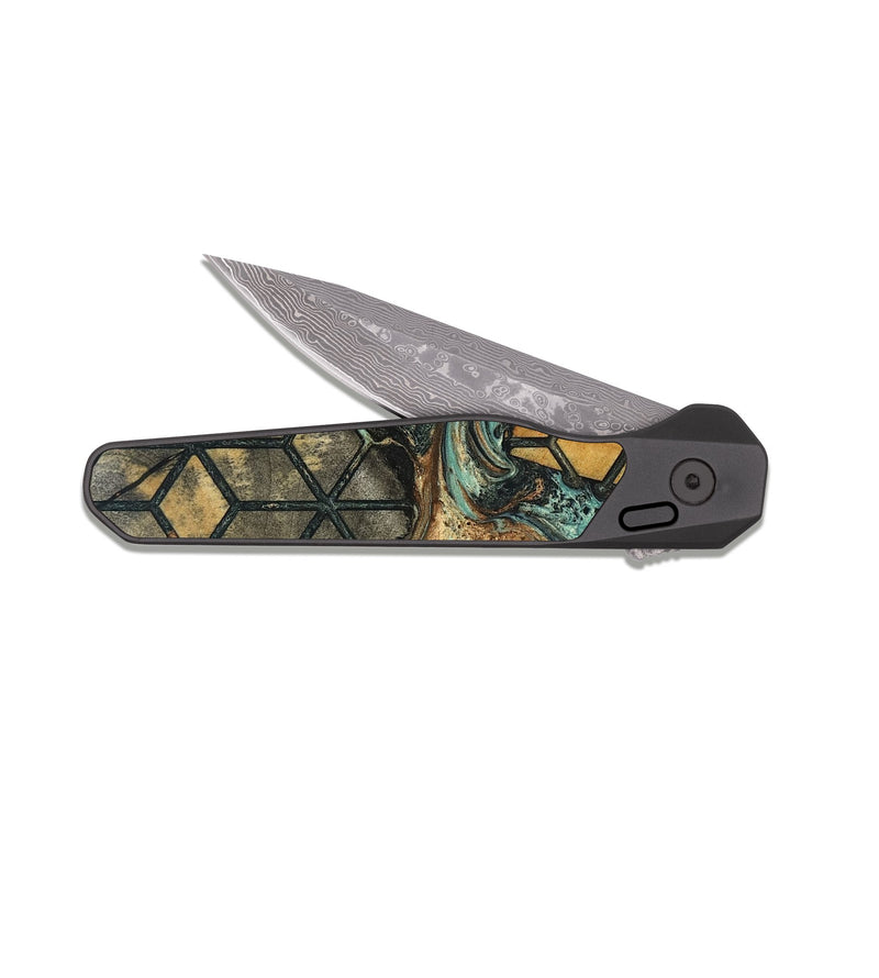 EDC Dark Damascus Wood Pocket Knife - Lori (Pattern, 830498)