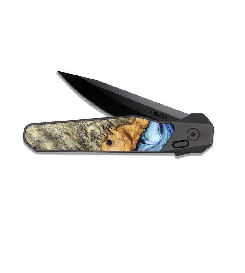 EDC Dark Slate Wood Pocket Knife - Araya (Blue, 830503)