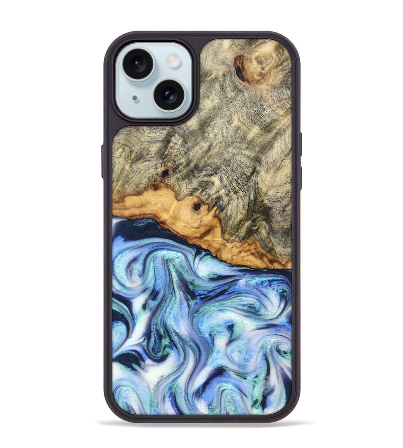 iPhone 15 Plus Wood Phone Case - Araya (Blue, 830503)