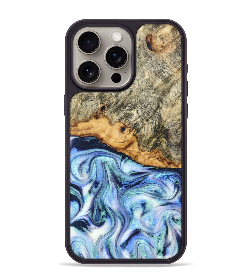 iPhone 15 Pro Max Wood Phone Case - Araya (Blue, 830503)