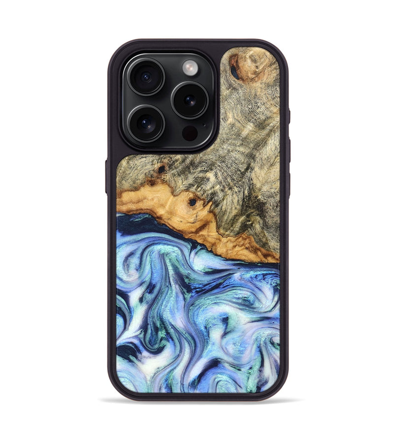 iPhone 15 Pro Wood Phone Case - Araya (Blue, 830503)