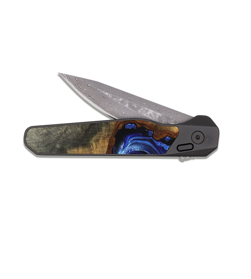 EDC Dark Damascus Wood Pocket Knife - Dana (Blue, 830507)