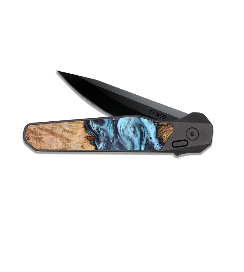 EDC Dark Slate Wood Pocket Knife - Mike (Blue, 830508)