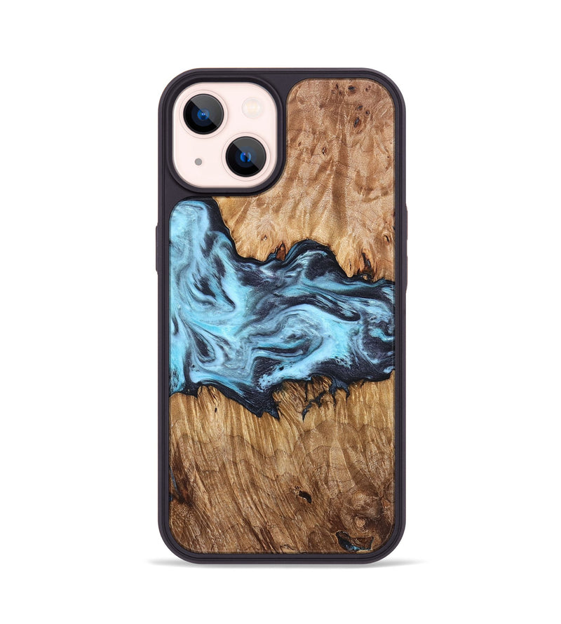 iPhone 14 Wood Phone Case - Mike (Blue, 830508)