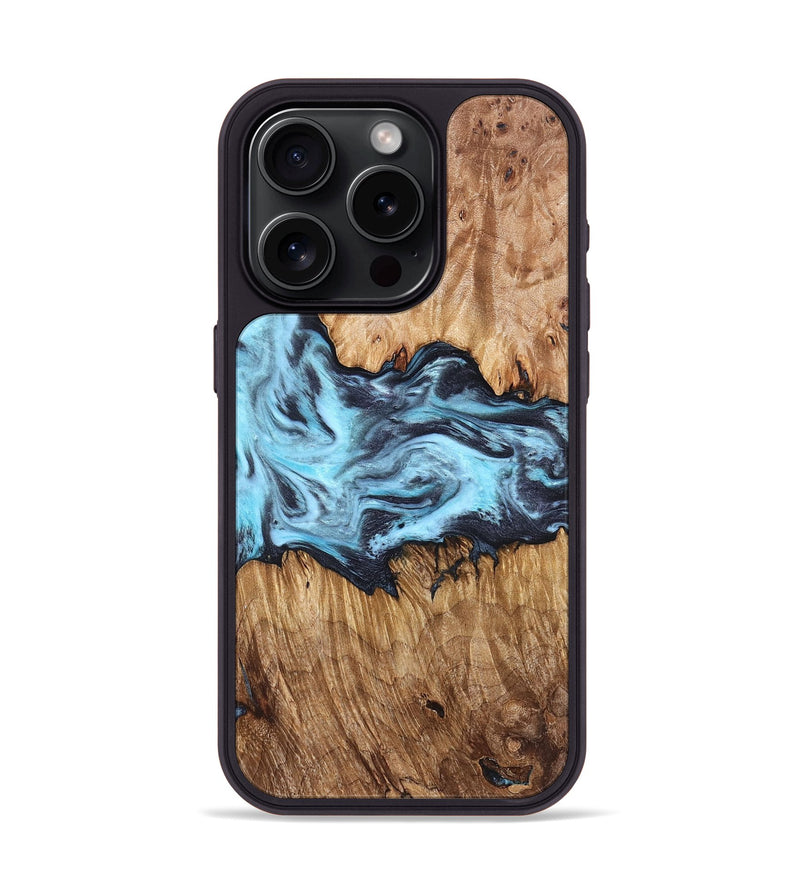 iPhone 15 Pro Wood Phone Case - Mike (Blue, 830508)