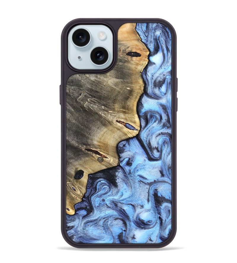 iPhone 15 Plus Wood Phone Case - Matilda (Blue, 830513)