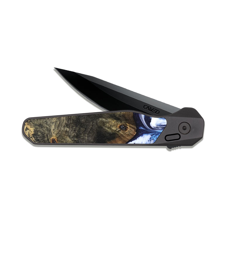 EDC Dark Slate Wood Pocket Knife - Traci (Blue, 830522)