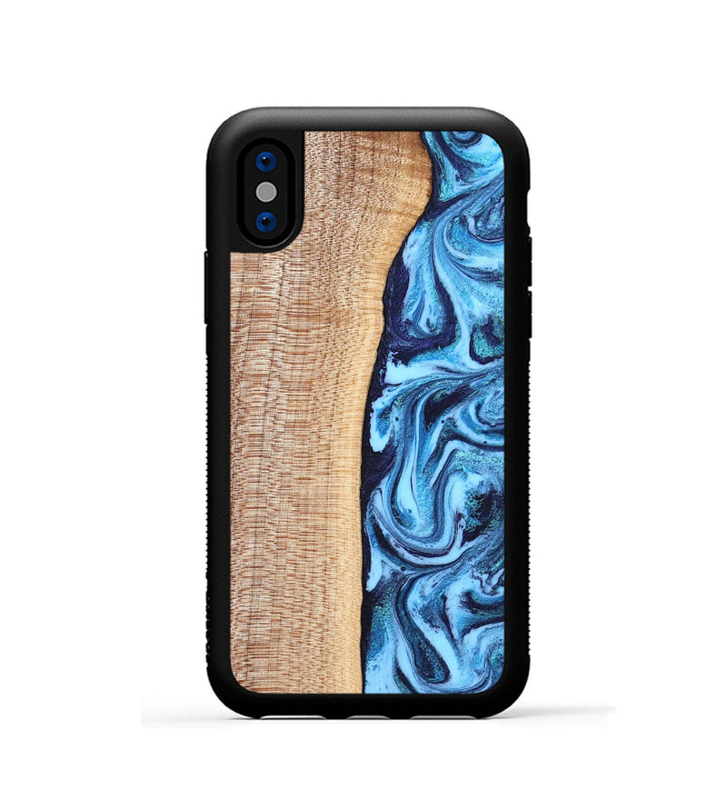 iPhone Xs Wood Phone Case - Gunner (Blue, 830523)