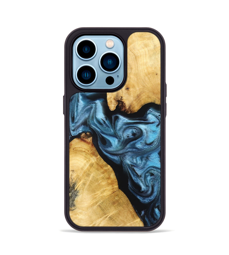 iPhone 14 Pro Wood Phone Case - Dillan (Blue, 830525)