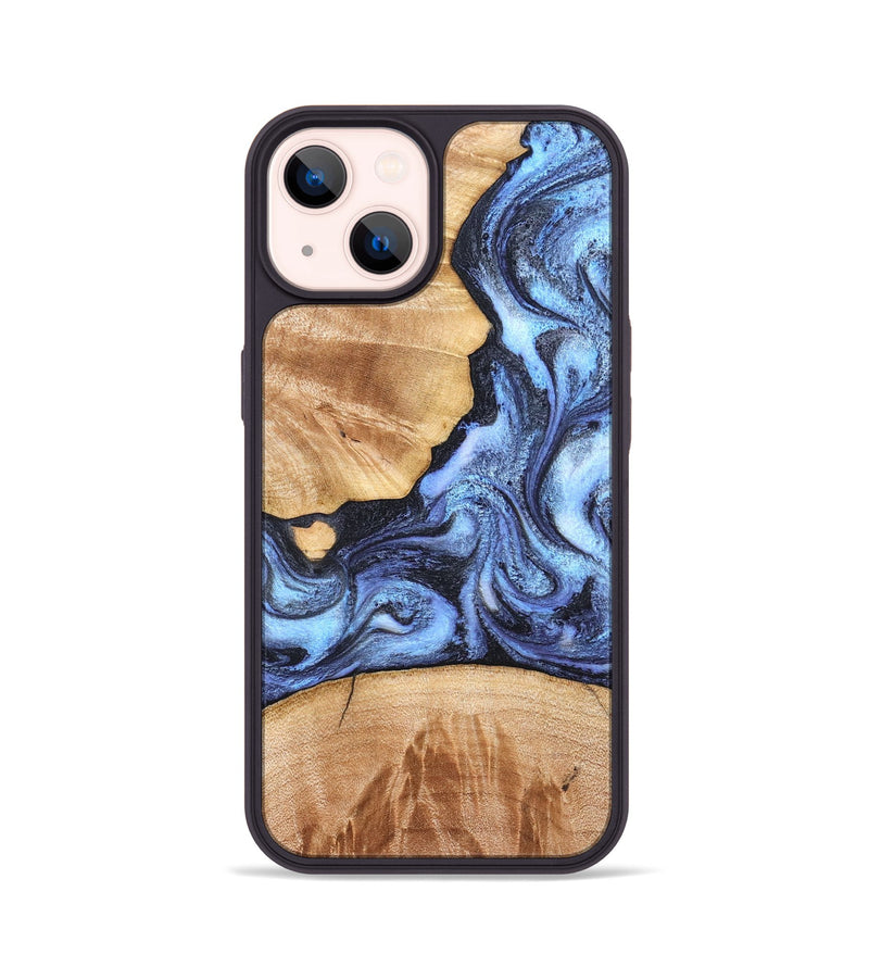 iPhone 14 Wood Phone Case - Sherita (Blue, 830529)