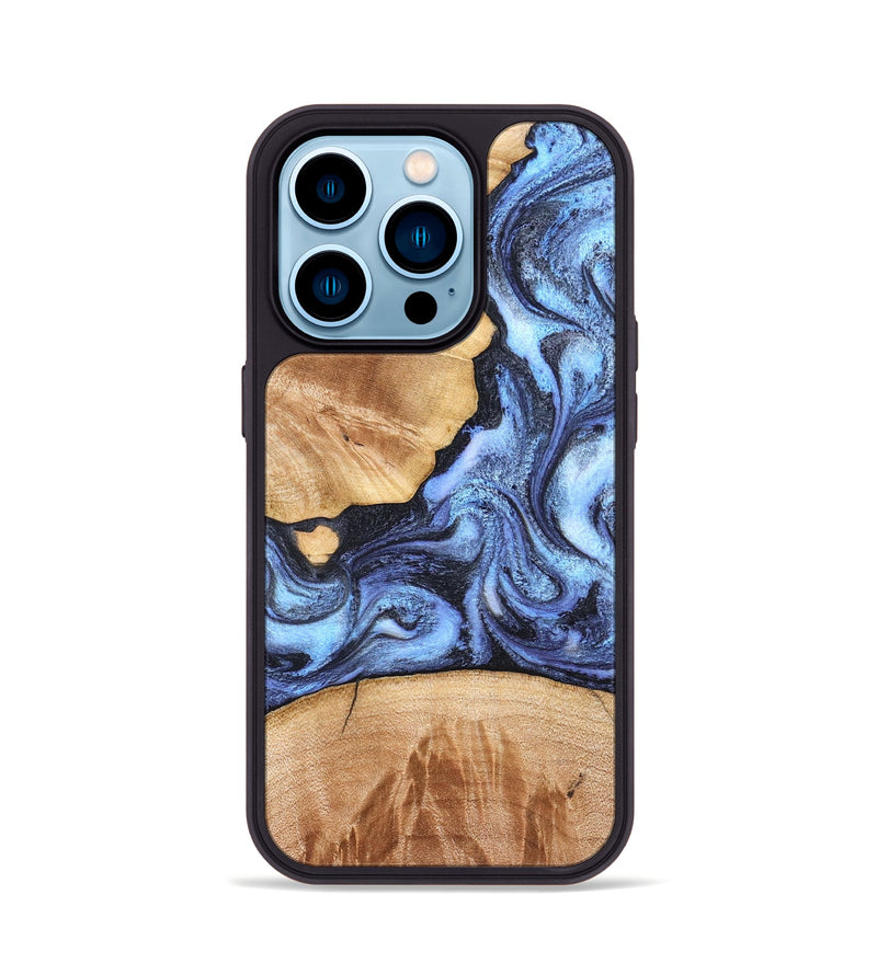 iPhone 14 Pro Wood Phone Case - Sherita (Blue, 830529)