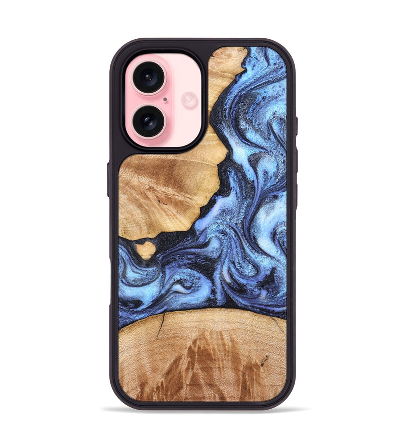 iPhone 16 Wood Phone Case - Sherita (Blue, 830529)