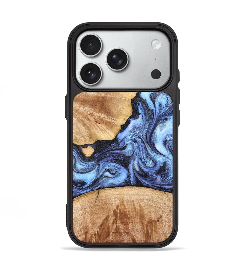 iPhone 18 Pro Wood Phone Case - Sherita (Blue, 830529)
