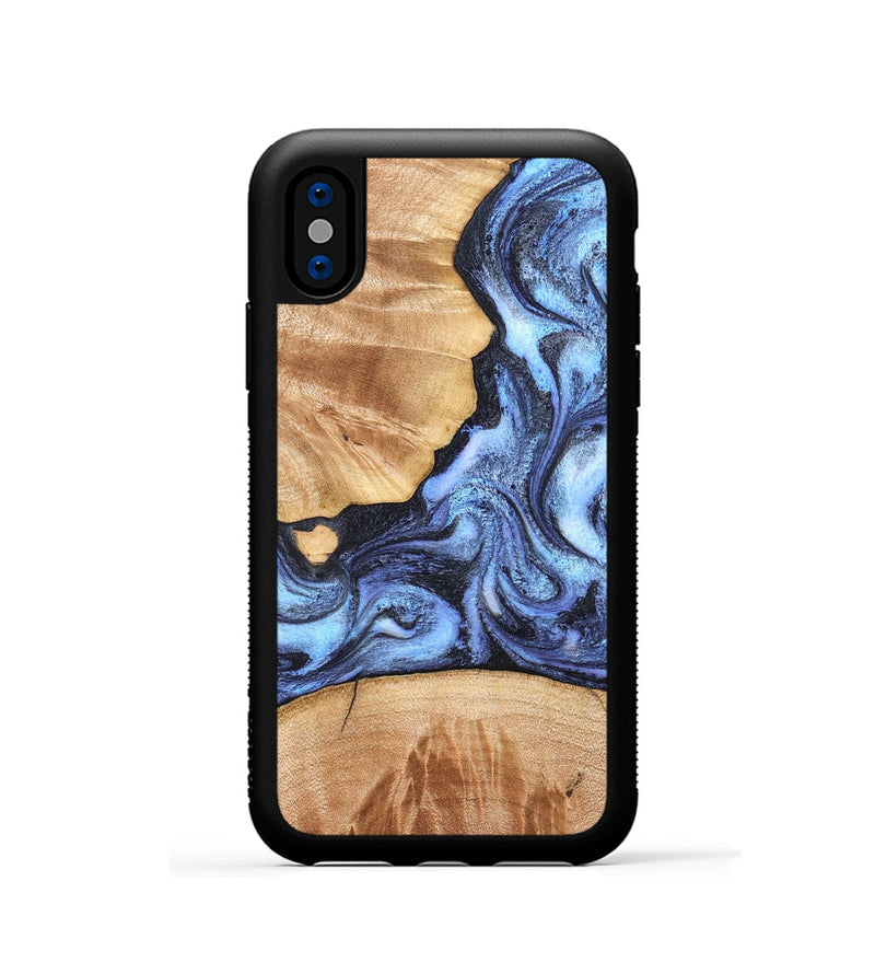 iPhone Xs Wood Phone Case - Sherita (Blue, 830529)