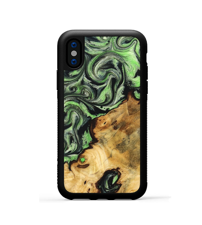 iPhone Xs Wood Phone Case - Lisette (Green, 830536)