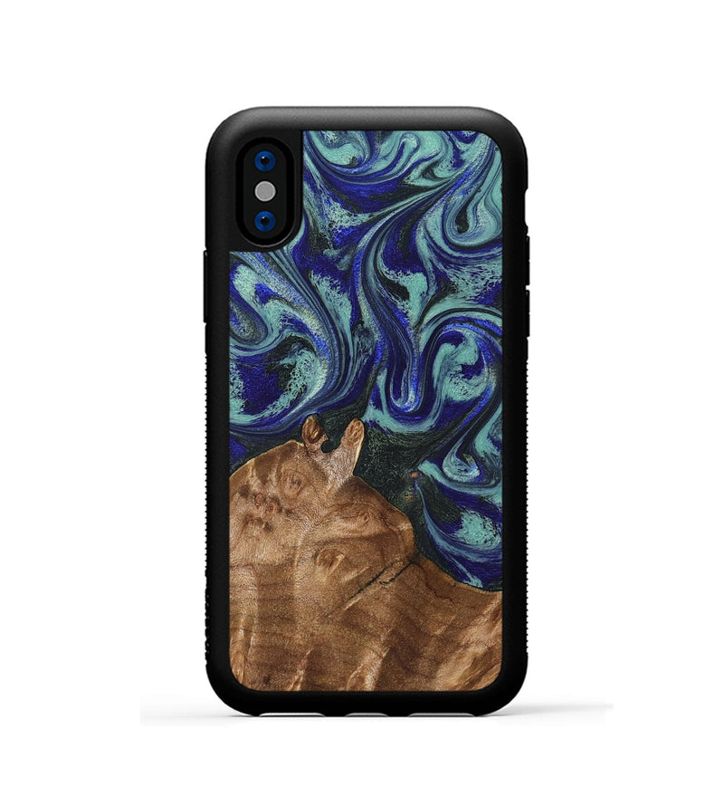iPhone Xs Wood Phone Case - Mila (Green, 830540)