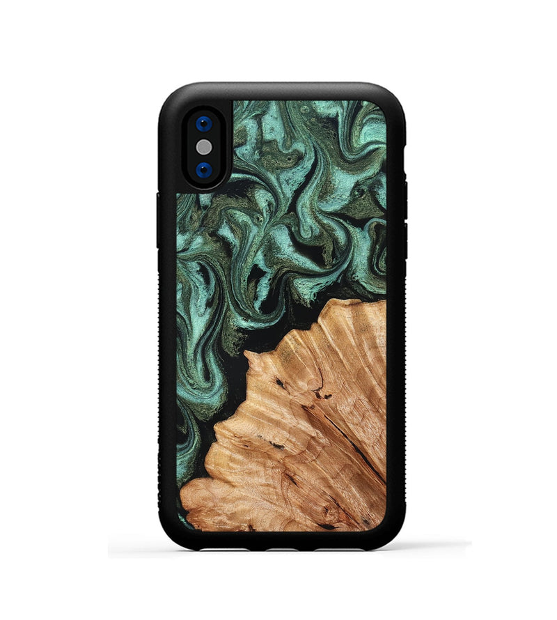 iPhone Xs Wood Phone Case - Ned (Green, 830541)