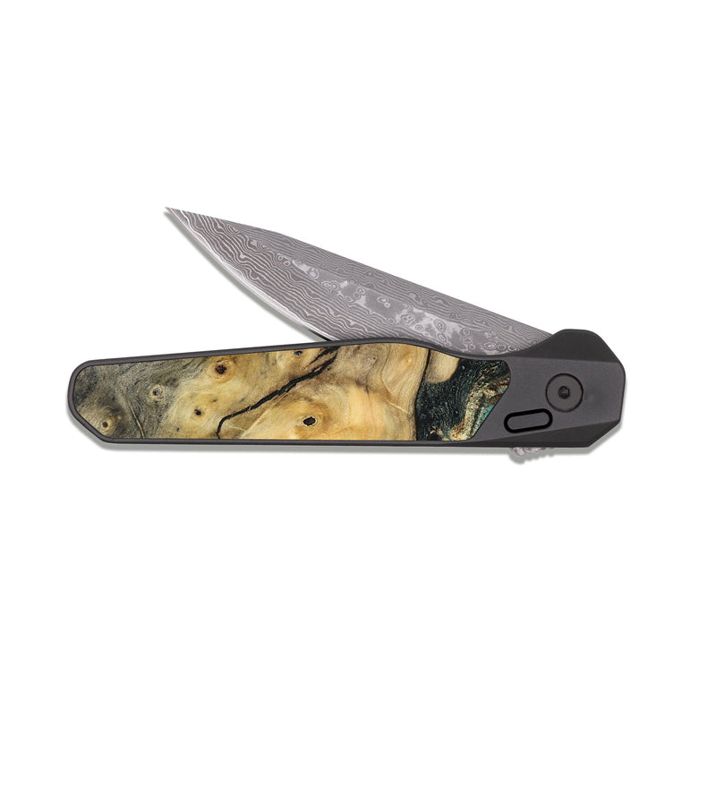 EDC Dark Damascus Wood Pocket Knife - Polly (Green, 830544)